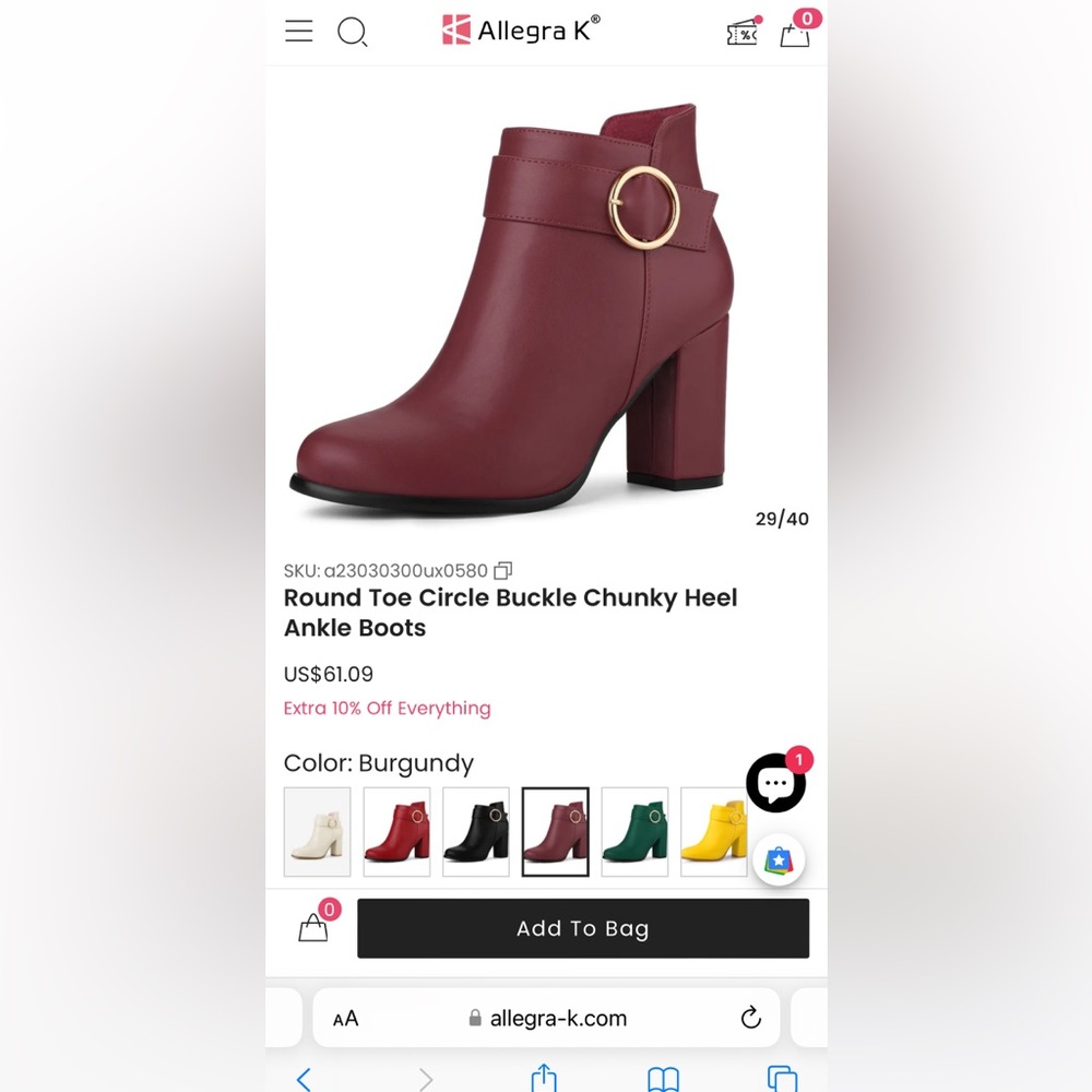 Allegra K Round Toe Circle Buckle Chunky Heel Ankle Boots